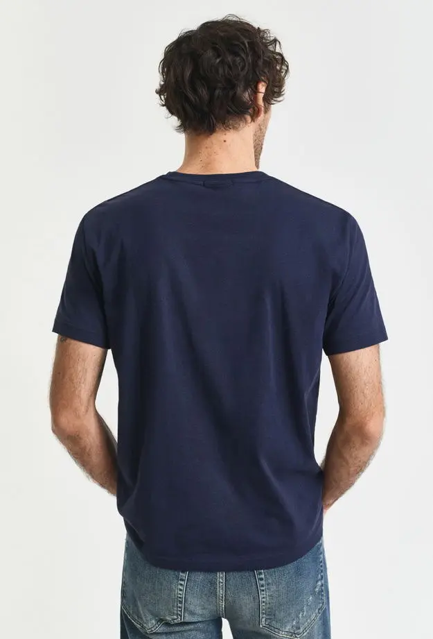 GANT Erkek Lacivert Regular Fit Bisiklet Yaka T-Shirt