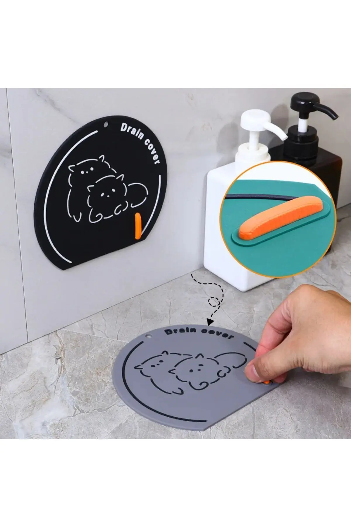 Gri Kötü Koku Önleyici Silikon Mat Banyo Mutfak Lavabo Balkon Gider Tıpası Tıkacı Kapağı