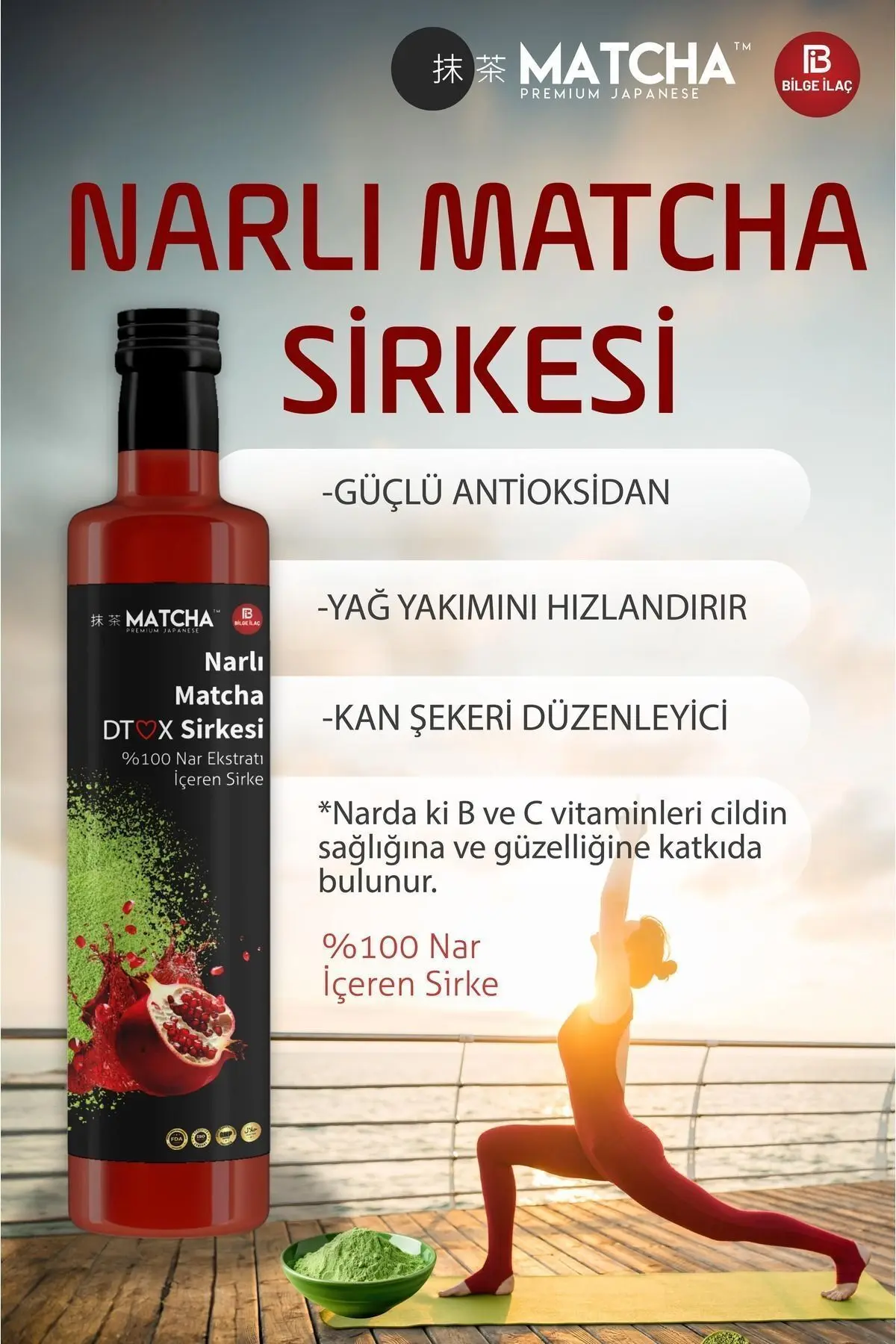 Narlı Matchalı Detox Sirkesi 250 ml