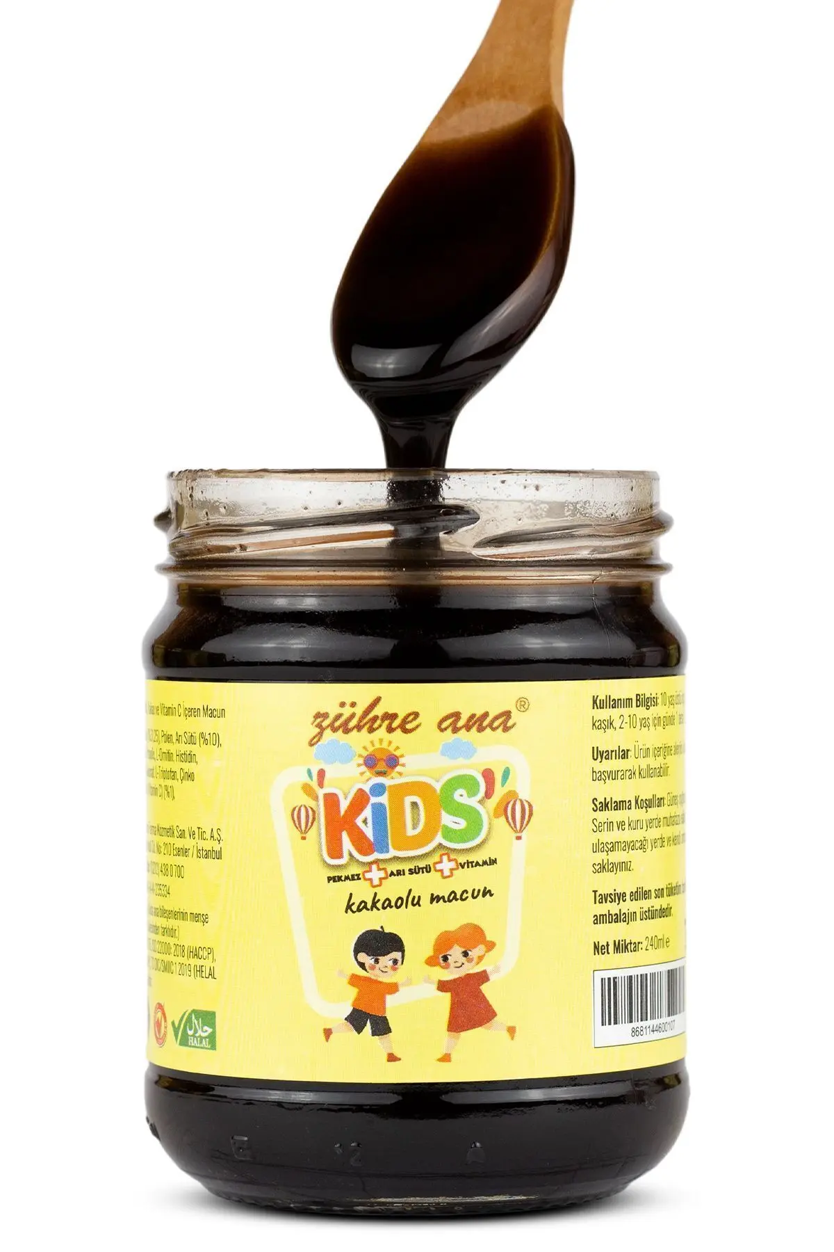 Kids Çocuklar için Özel - Arı Sütü, Pekmez, Bal Ve Vitamin Katkılı Kakaolu Macun