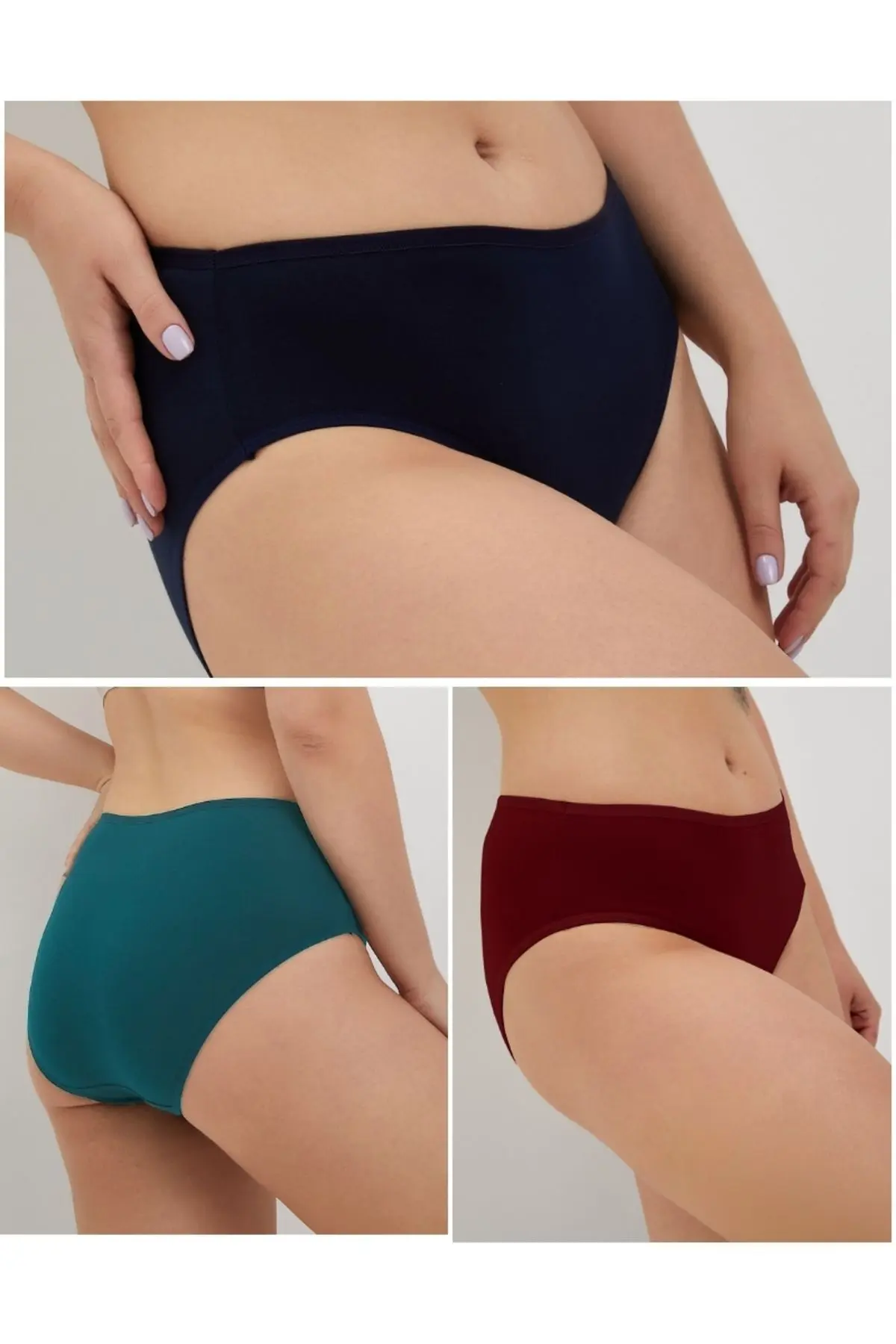 Kadın Pamuklu Renkli Bato / Hipster Slip Külot- Bordo, Lacivert, Siyah, Yeşil, Indigo