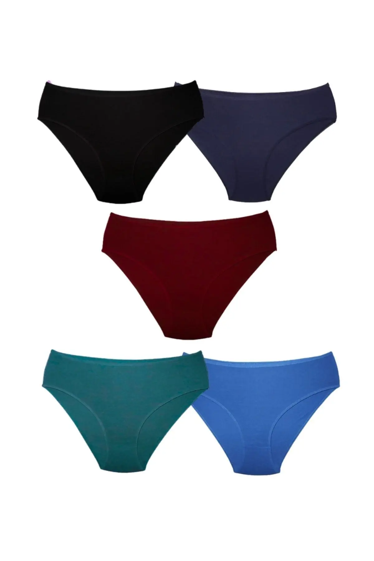 Kadın Pamuklu Renkli Bato / Hipster Slip Külot- Bordo, Lacivert, Siyah, Yeşil, Indigo