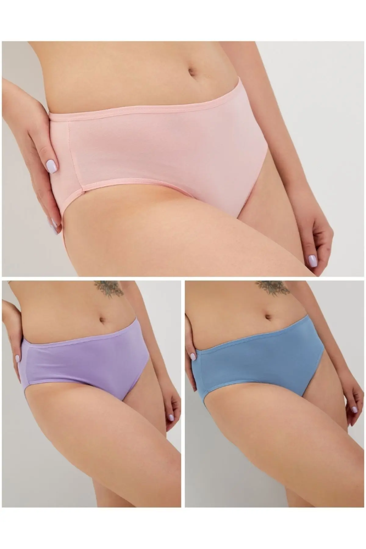Kadın Pamuklu Renkli Bato / Hipster Slip Külot - Çok Renkli - 10'lu Paket
