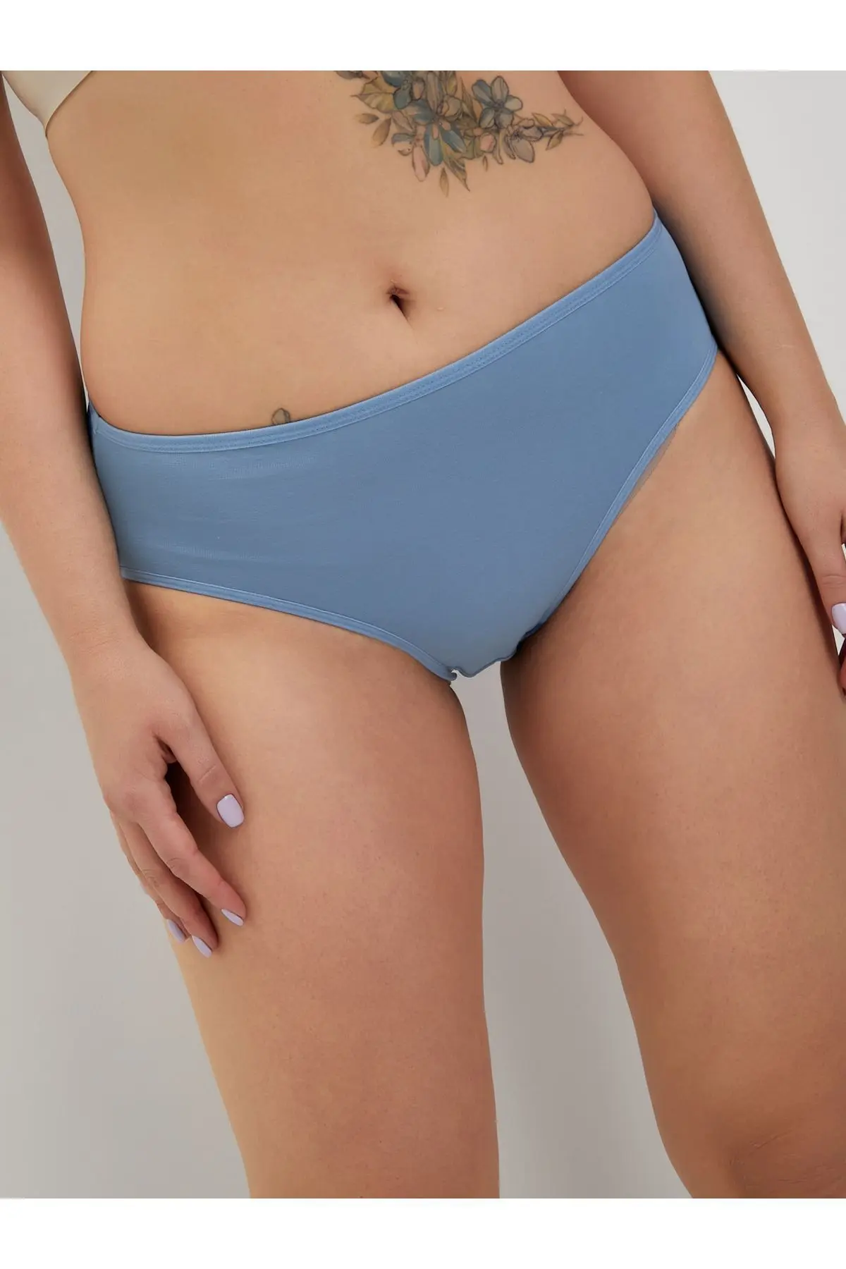 Kadın Pamuklu Renkli Bato / Hipster Slip Külot- Sarı, Mint, Lila, Mavi, Somon -5'li Paket
