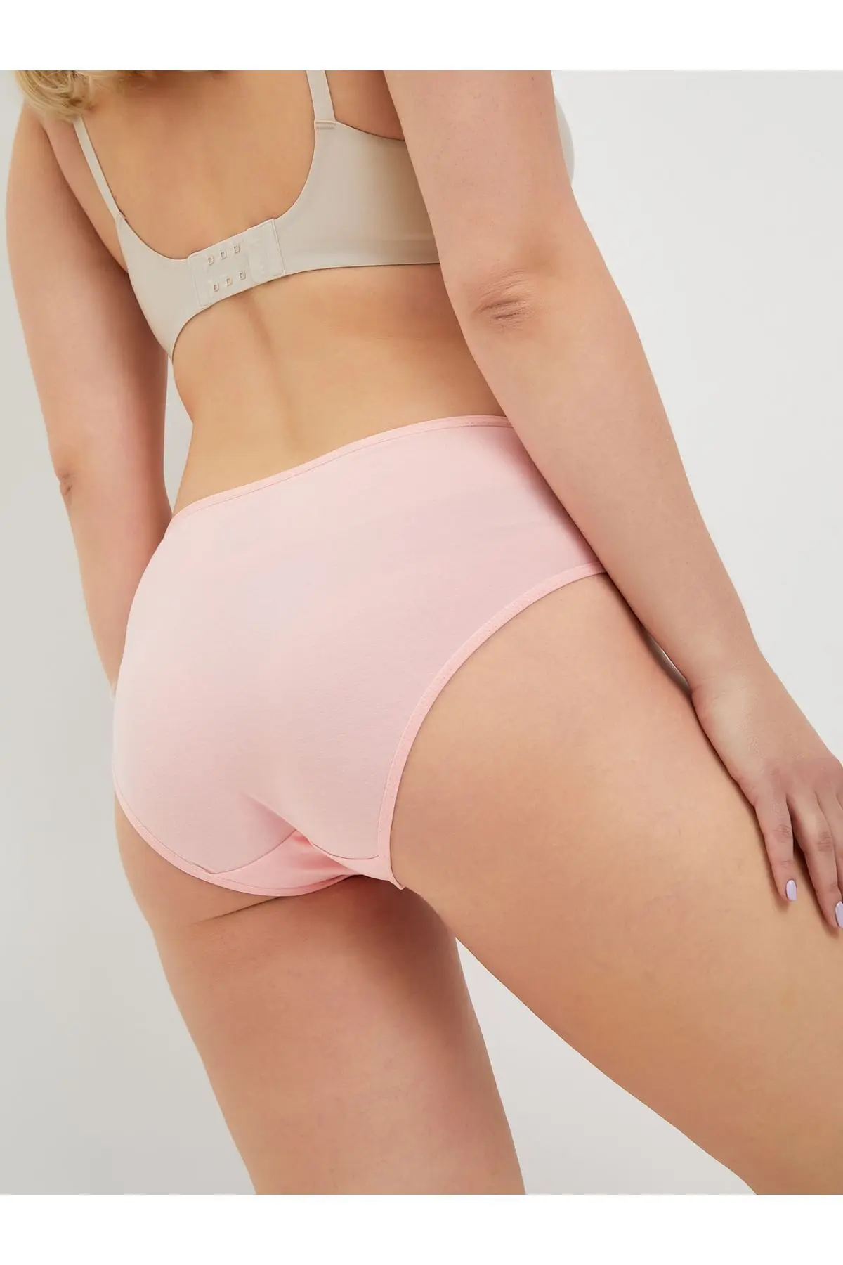 Kadın Pamuklu Renkli Bato / Hipster Slip Külot- Lacivert, Yeşil, Pembe, Pudra, Mavi -5'li Paket