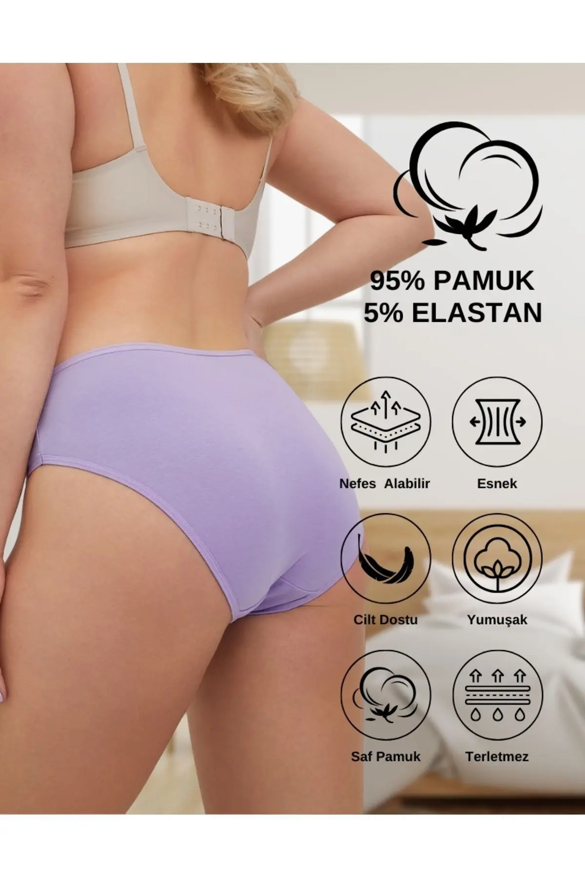 Kadın Pamuklu Renkli Bato / Hipster Slip Külot - Çok Renkli - 10'lu Paket