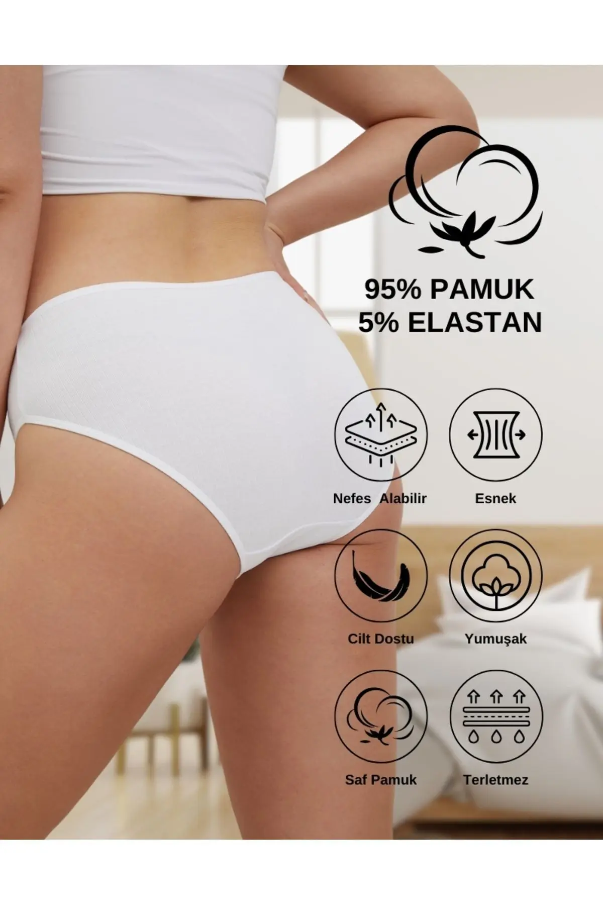 Kadın Pamuklu Bato / Hipster Külot, Fitilli Kumaş, 2 Ad. Syh, 2 Ad. Byz, 1 Ad. Ten- (s ... 3xl )