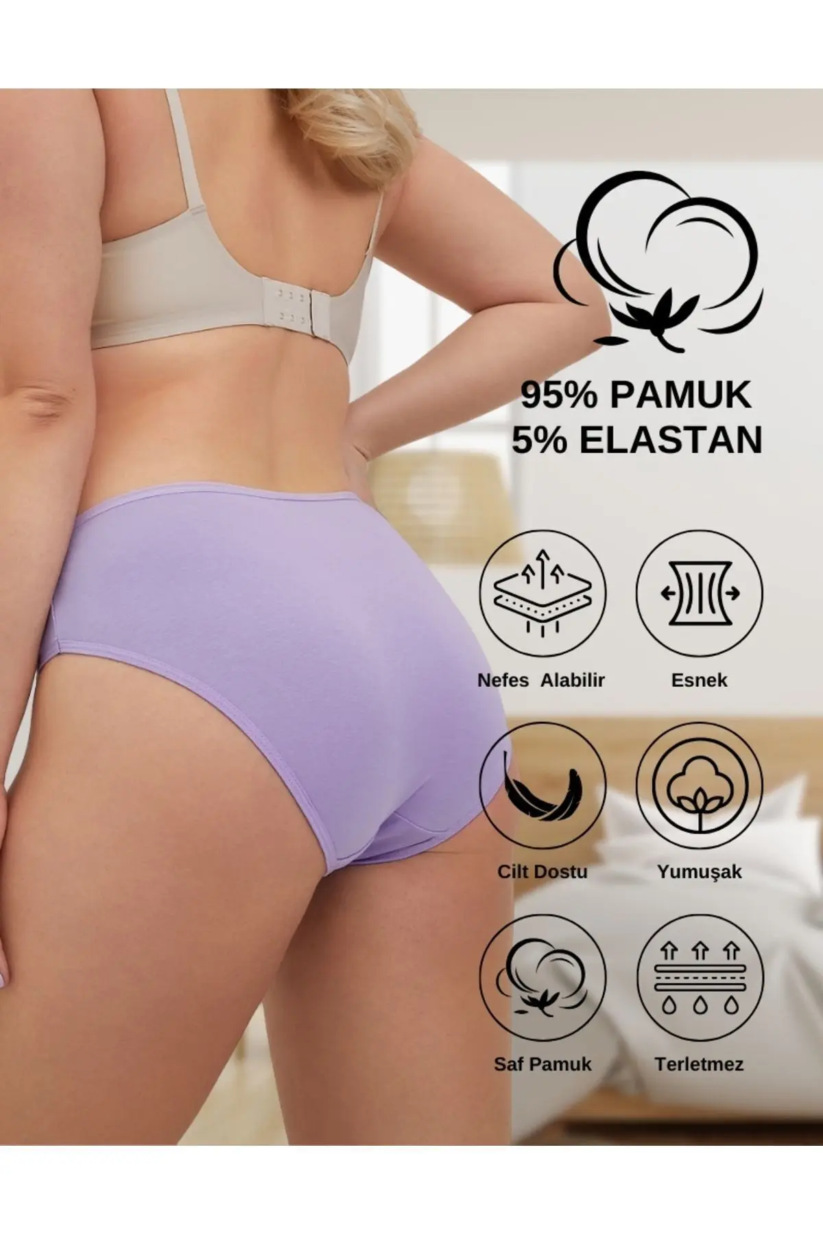 Kadın Pamuklu Renkli Slip Külot Standart Bel Likralı - Çok Renkli - 10'lu Paket