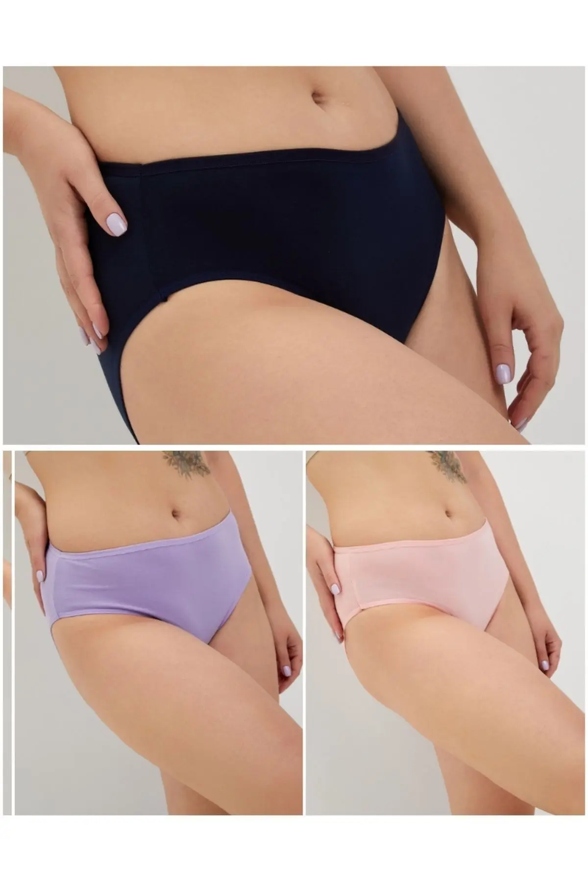Kadın Pamuklu Renkli Slip Külot Standart Bel Likralı - Çok Renkli - 10'lu Paket