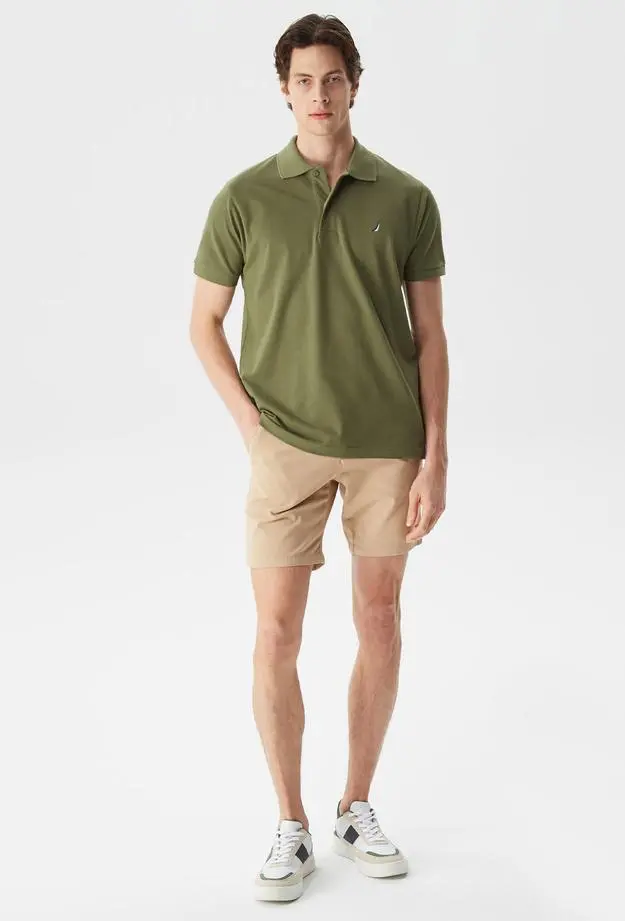 Nautica Erkek Bej Slim Fit Bermuda Şort