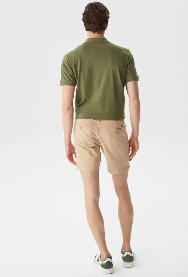 Nautica Erkek Bej Slim Fit Bermuda Şort