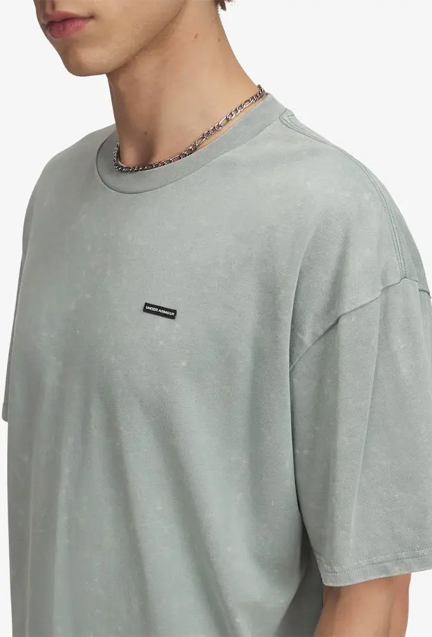 Under Armour Heavyweight Oversized Logo Erkek Gri T-Shirt