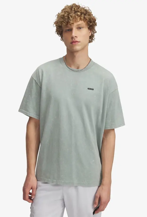 Under Armour Under Armour Heavyweight Oversized Logo Erkek Gri T-Shirt