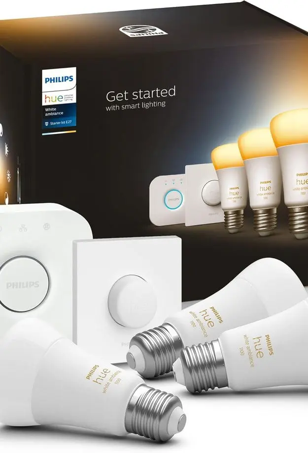 Philips HueWA 8-75W Beyaz Ambiyans Akıllı Led Ampul Başlangıç Seti 3'lü, Akıllı Butonlu, E27, Bluetooth Özellikli