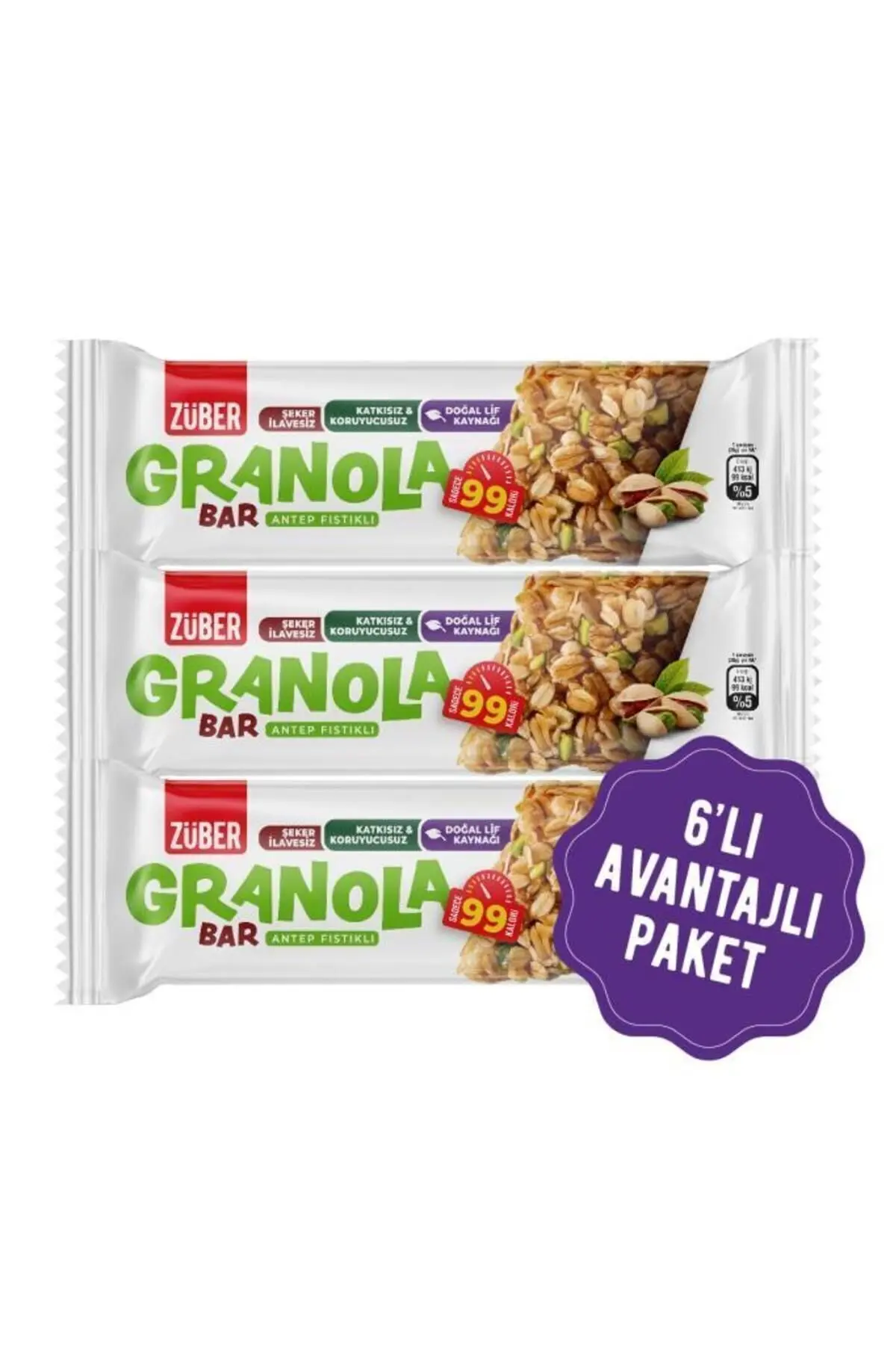 Züber Granola Bar Antep Fıstıklı 25g X 6 Adet