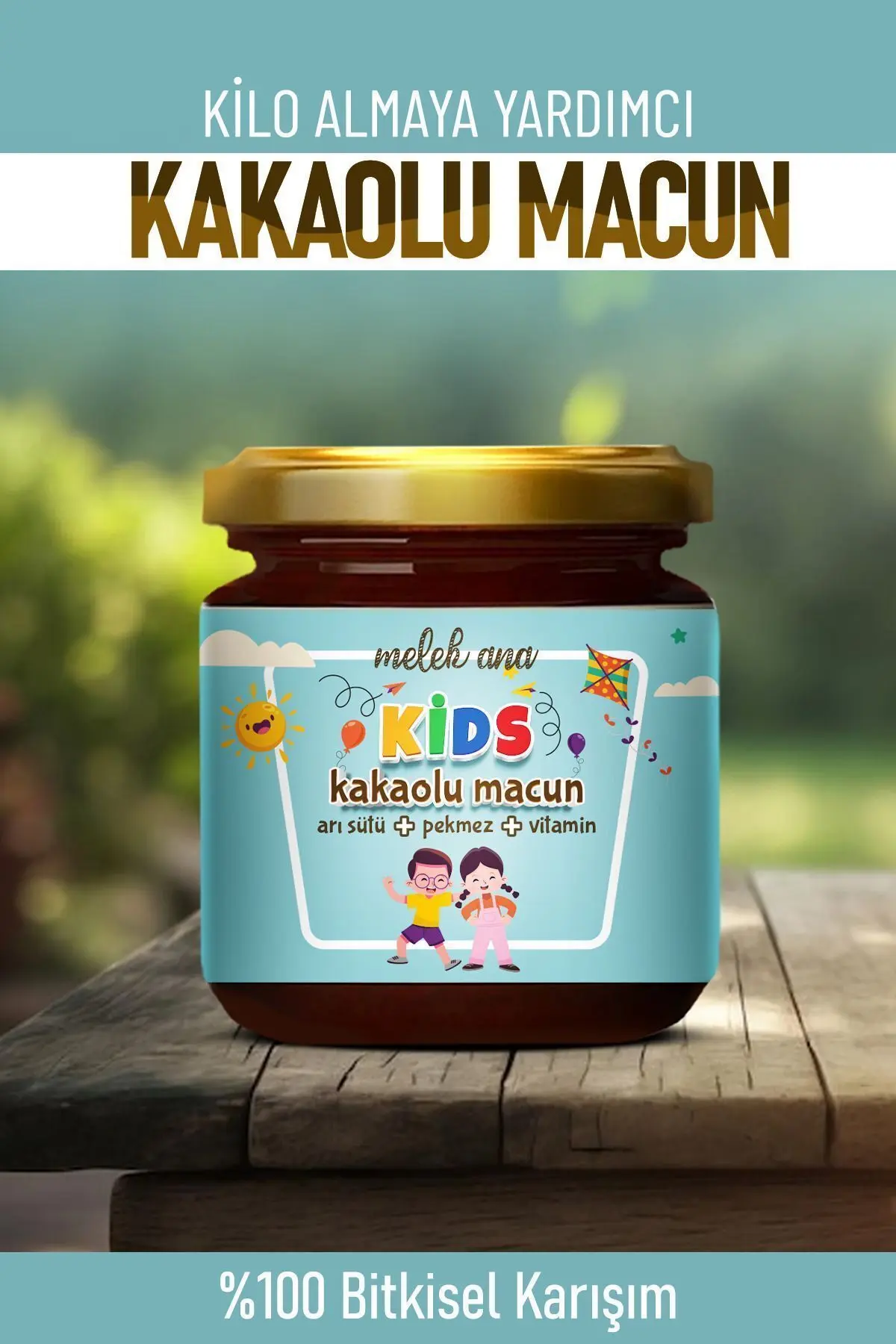 Kids Çocuklar için Özel Kakaolu, Arı sütlü, Vitaminli, İştah Açıcı, Kilo-Aldırıcı, Macun 2li Set