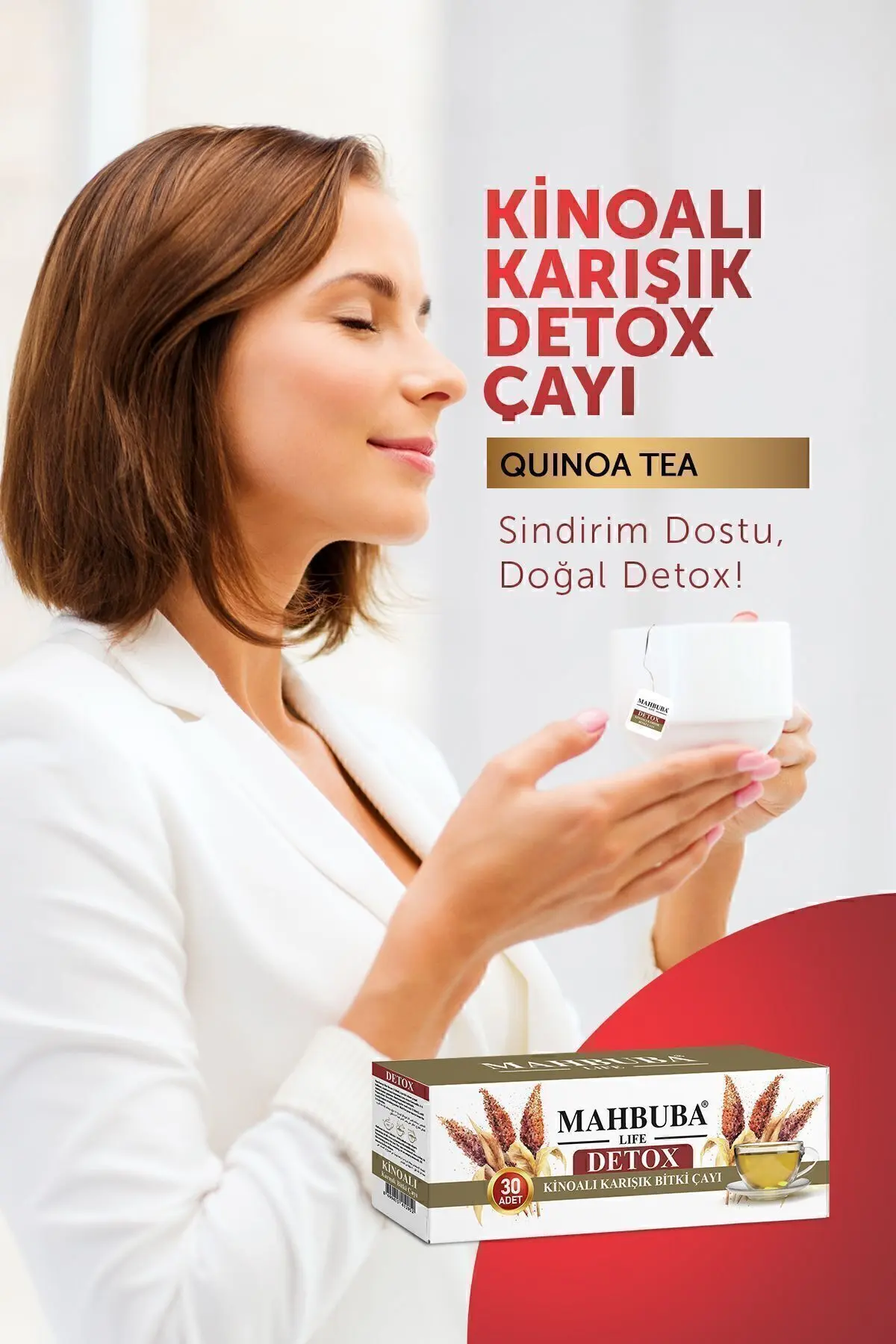 Kilo Vermeye Yardımcı Detox Kinoalı Karışık Bitki Çayı Zayıflama Form Diyet 1 Aylık 30x2gr