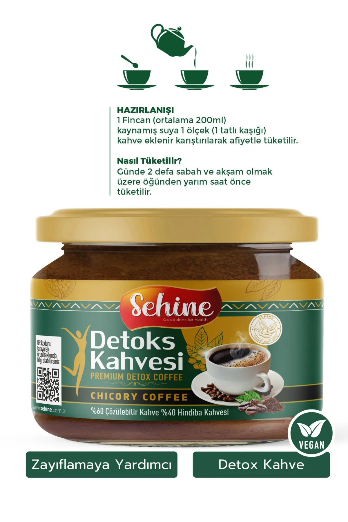 Detox Hindiba Kahvesi, Zayıflama, Kilo Vermeye Yardımcı, Diyet Form Kahve (60 KULLANIM) 150gr