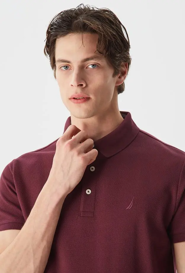 Nautica Erkek Bordo Slim Fit Kısa Kollu Polo