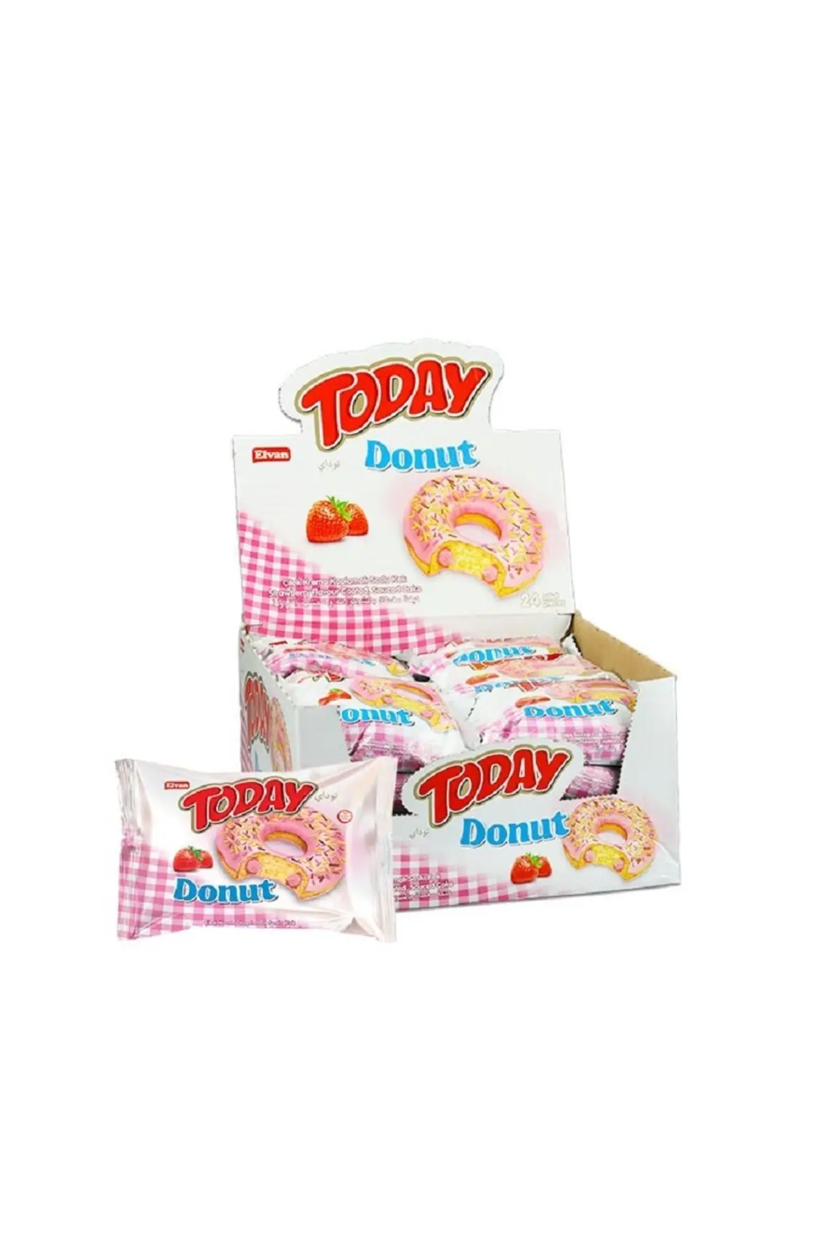 Elvan Today Donut Çilekli 35 gr 24 Adet (1 Kutu)