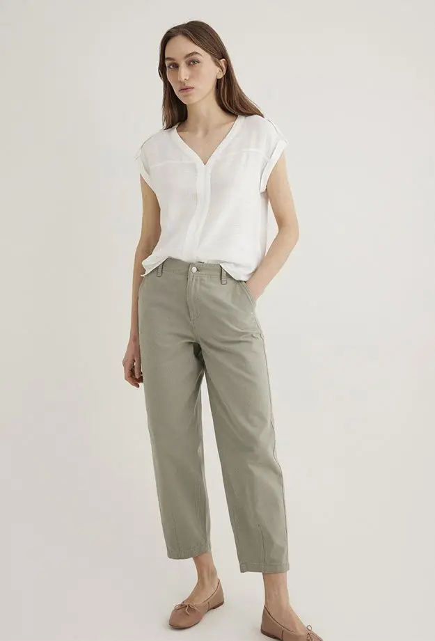 Mavi Mavi V Yaka Beyaz Bluz 122504-30701