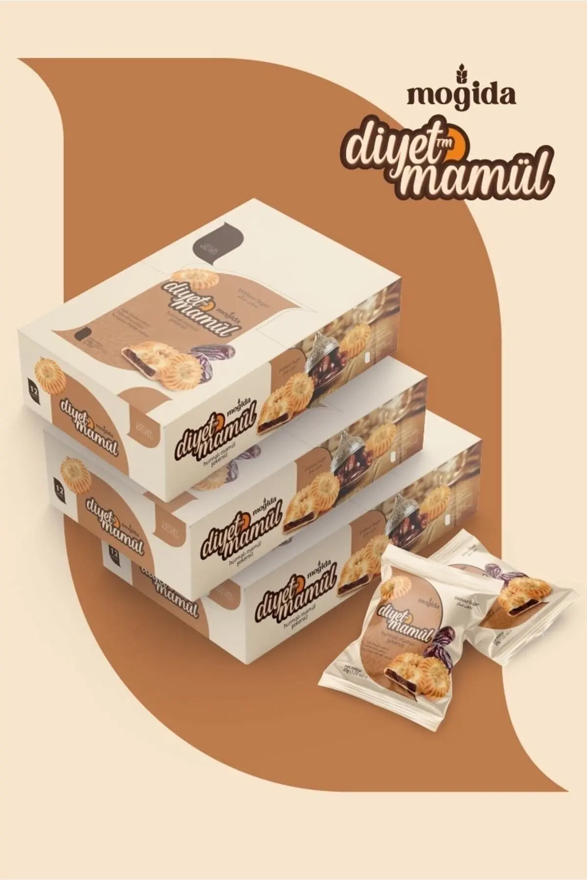 MOGİDA Diyet Mamül Şekersiz Atıştırmalık 3 Kutu = 36 Adet Mamül