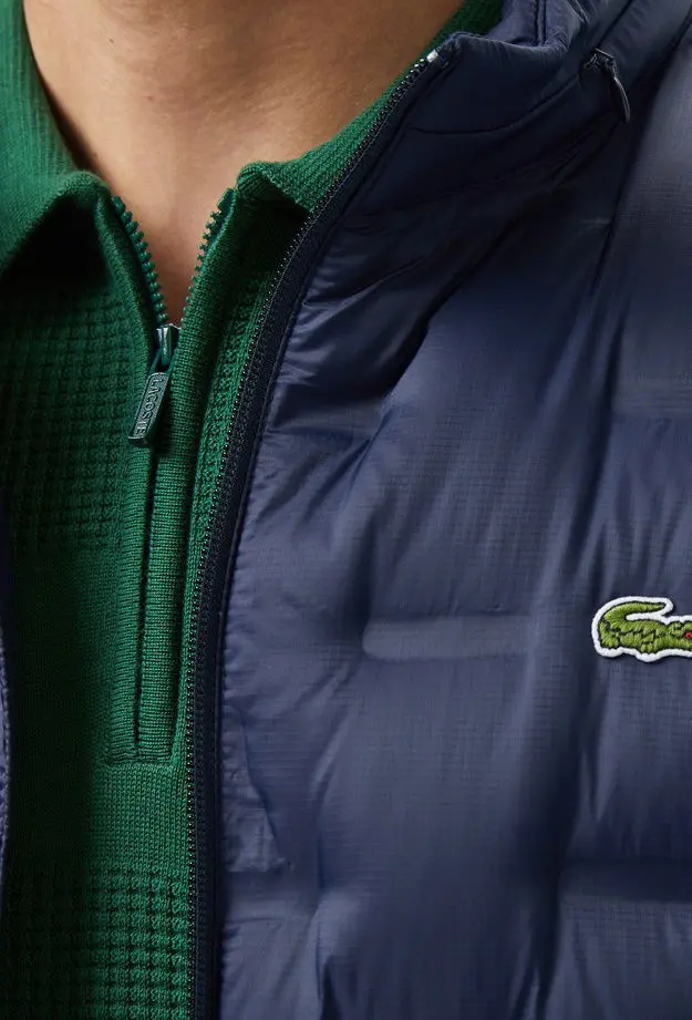 Lacoste Erkek Dik Yaka Kapitone Lacivert Mont