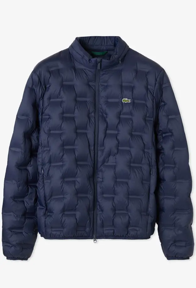 Lacoste Erkek Dik Yaka Kapitone Lacivert Mont