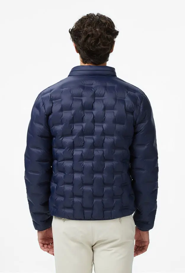 Lacoste Erkek Dik Yaka Kapitone Lacivert Mont