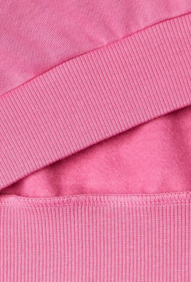 Kız Çocuk Pembe Önü Kalpli Payetli Düşük Omuz Bisiklet Yaka Sweatshirt