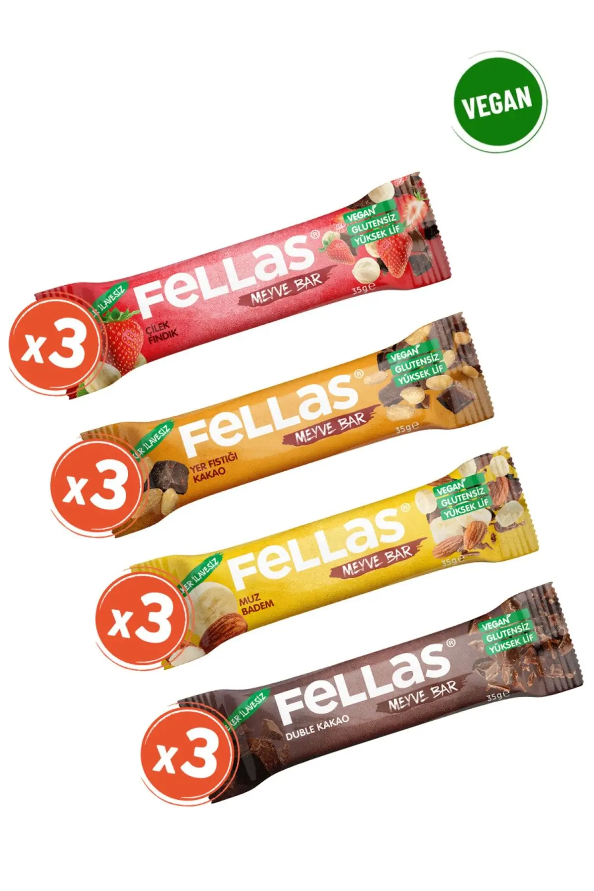 Fellas Meyve Bar 35g Karma Kutu 12 Adet (4 Çeşit)