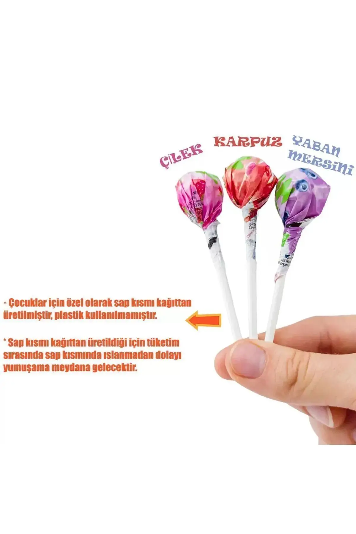 Organik Lolipop (ÇİLEK, KARPUZ, YABAN MERSİNİ VE C VİTAMİNİ) - 1 Paket