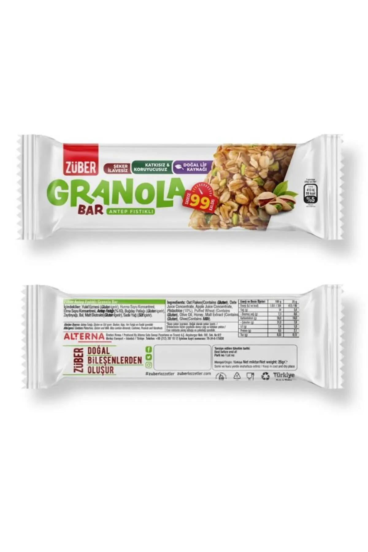 Antep Fıstıklı Granola Bar, 25 G X 15
