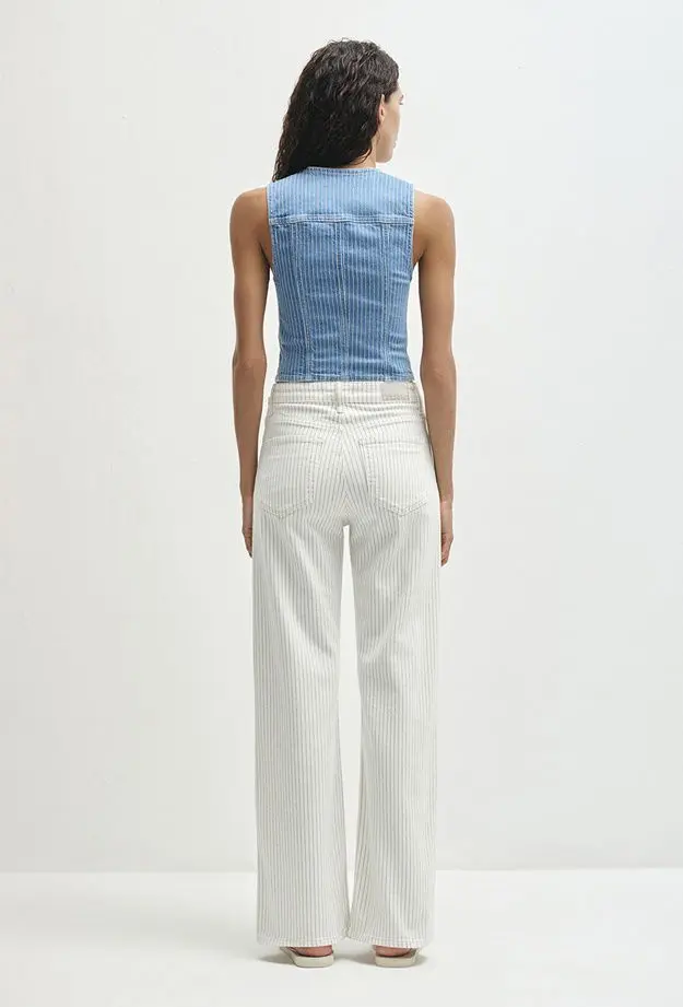 Mavi Malibu Akdeniz Çizgili Kırık Beyaz Jean Pantolon 1010152-89688