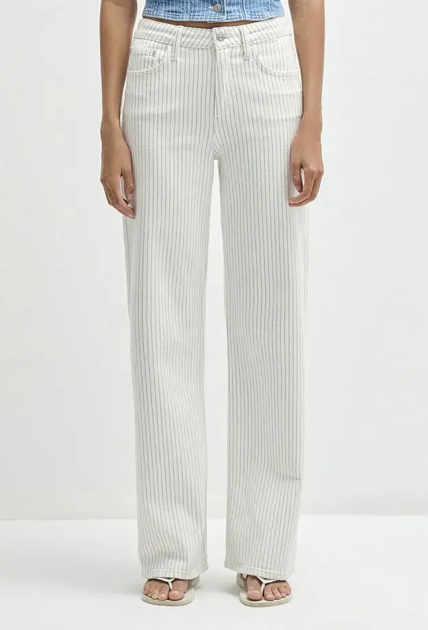 Mavi Malibu Akdeniz Çizgili Kırık Beyaz Jean Pantolon 1010152-89688