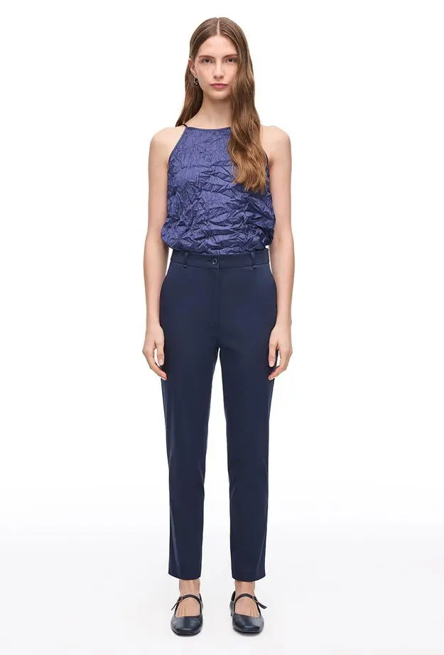 Lacivert Milos Slim Fit Yüksek Bel Pantolon