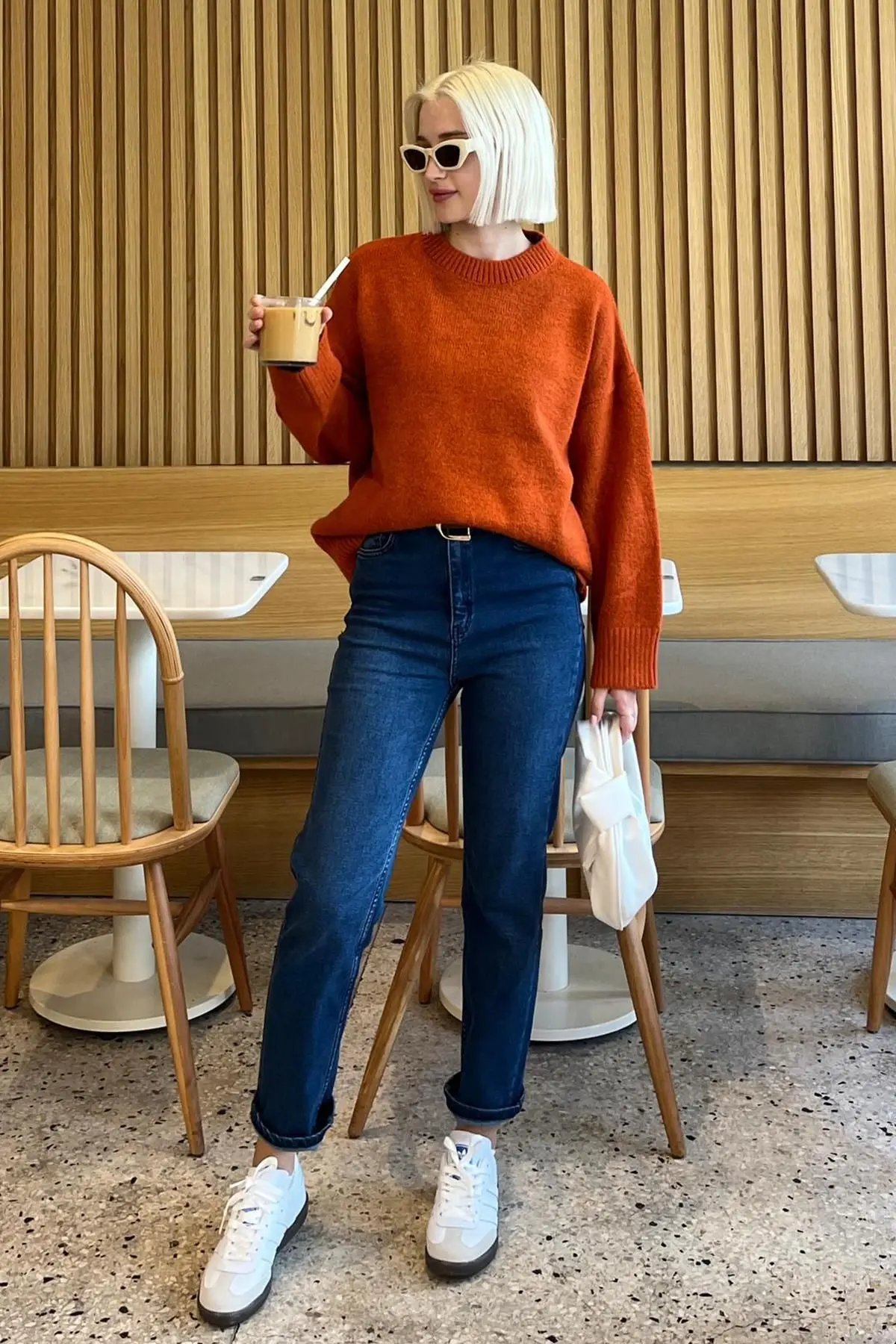 Kiremit Bisiklet Yaka Oversize Triko Kazak MG1972