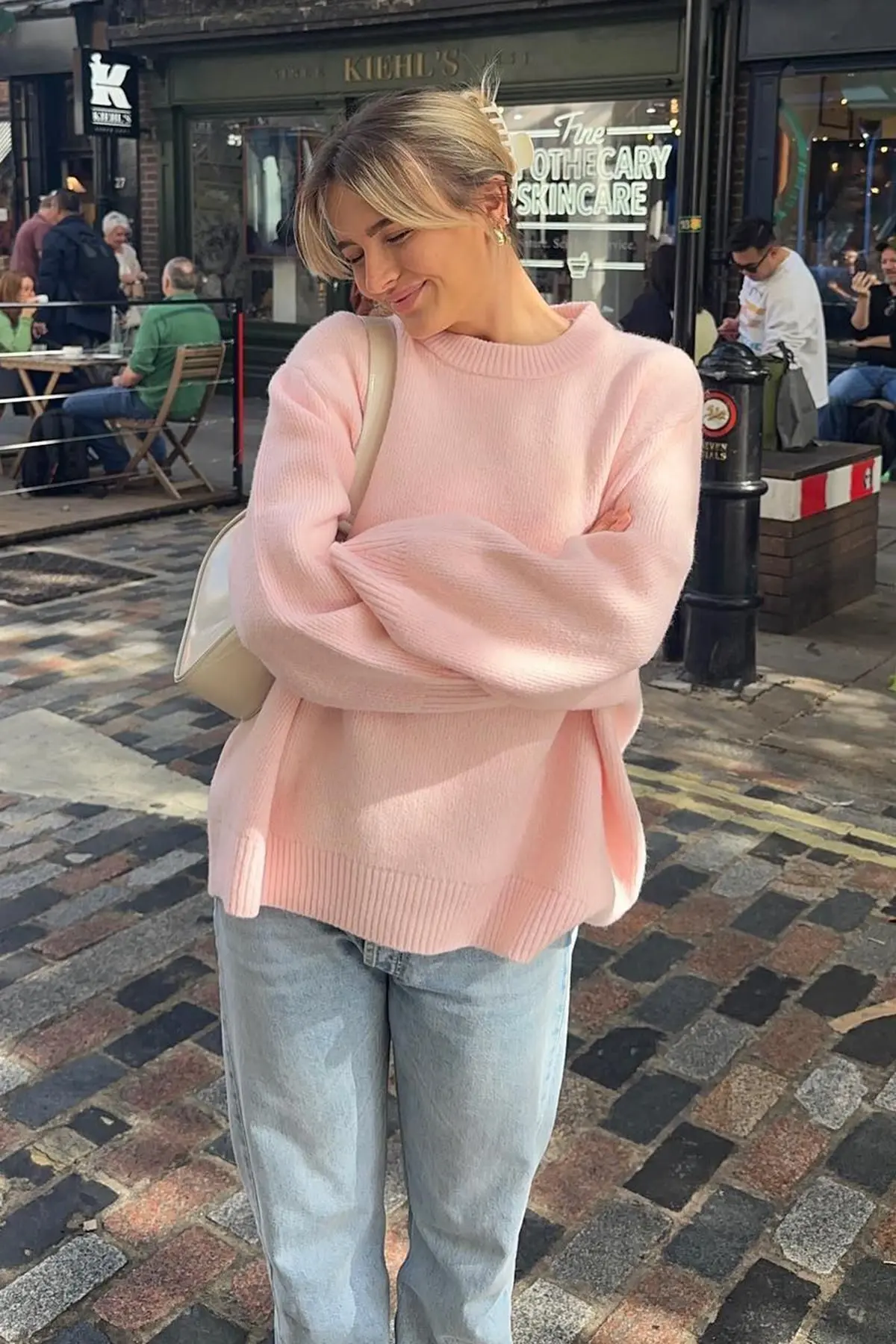 Pembe Bisiklet Yaka Oversize Triko Kazak Mg1972