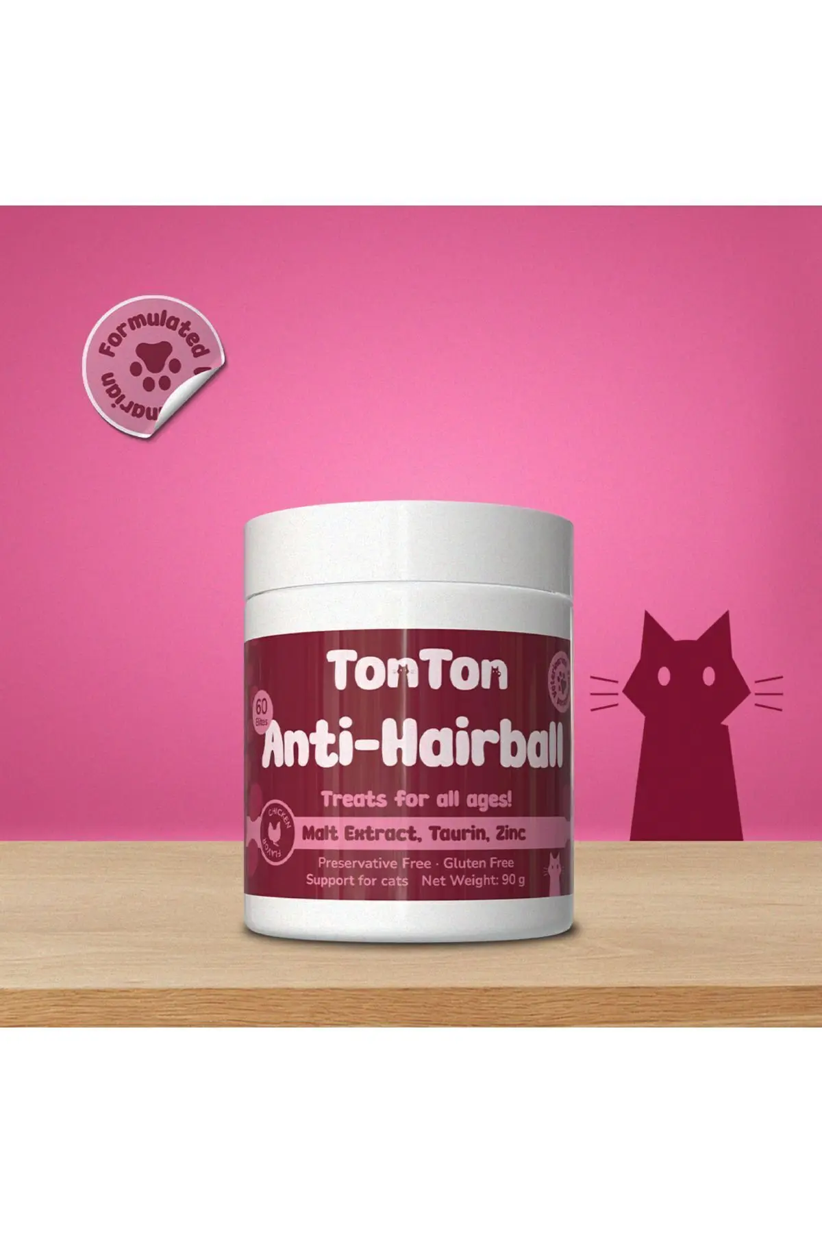 Glutensiz Anti-Hairball Malt 60 Tablet(Yumuşak&Çiğnenebilir, Biotin, Çinko, Taurin Destekli)