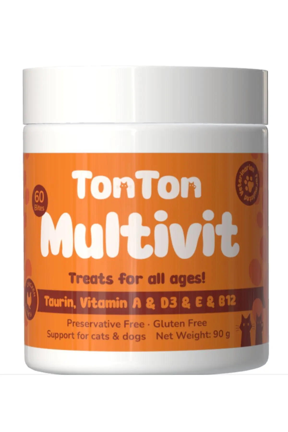 Tonton Glutensiz Multivitamin 60 Tablet (Kedi & Köpek İçin Taurin Biotin Çinko Takviyeli)