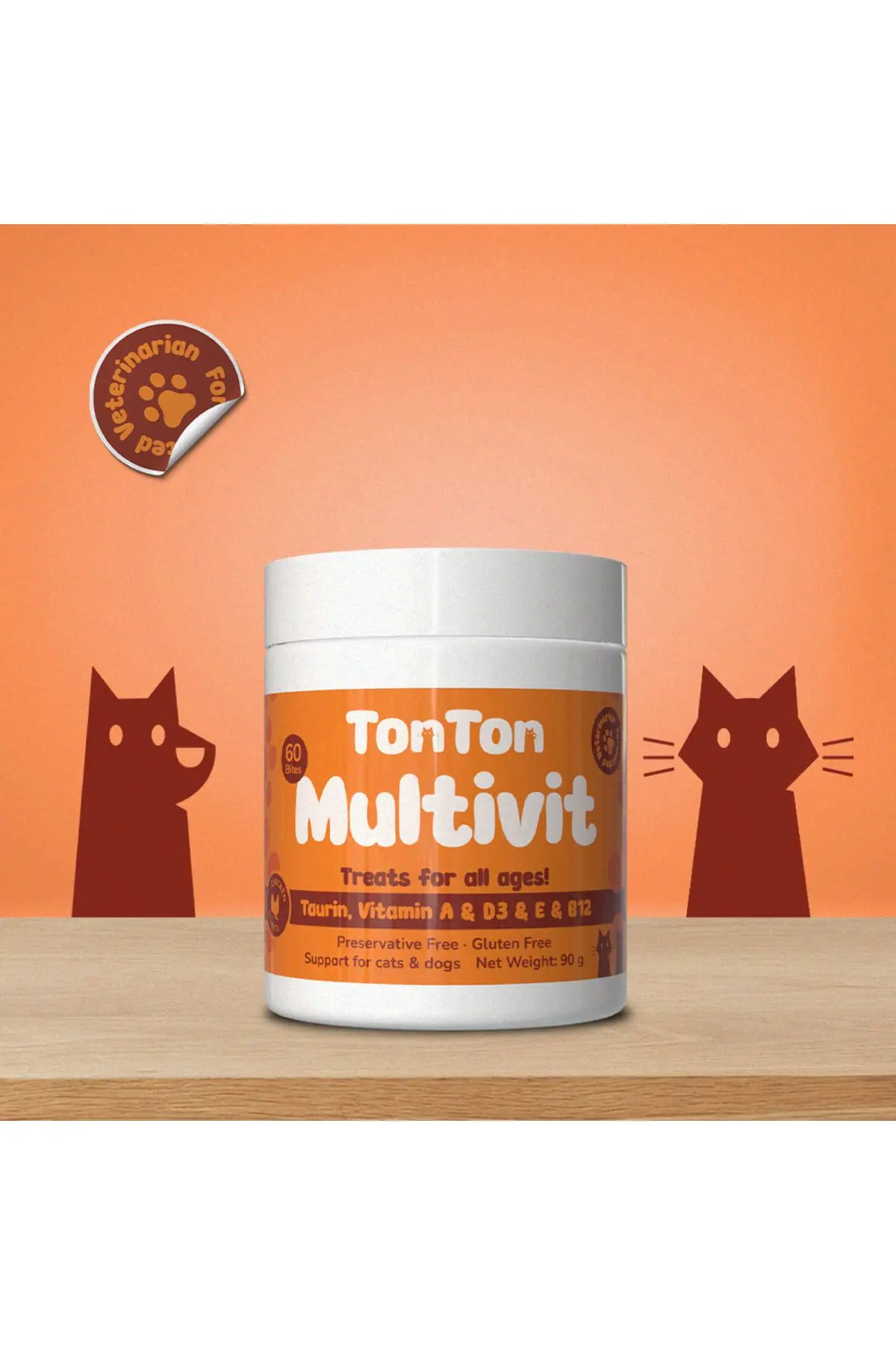 Glutensiz Multivitamin 60 Tablet (Kedi & Köpek İçin Taurin Biotin Çinko Takviyeli)