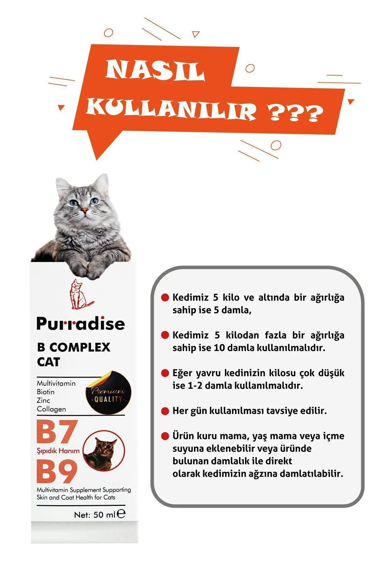 - B Complex Kedi Tüy Sağlığı Damlası