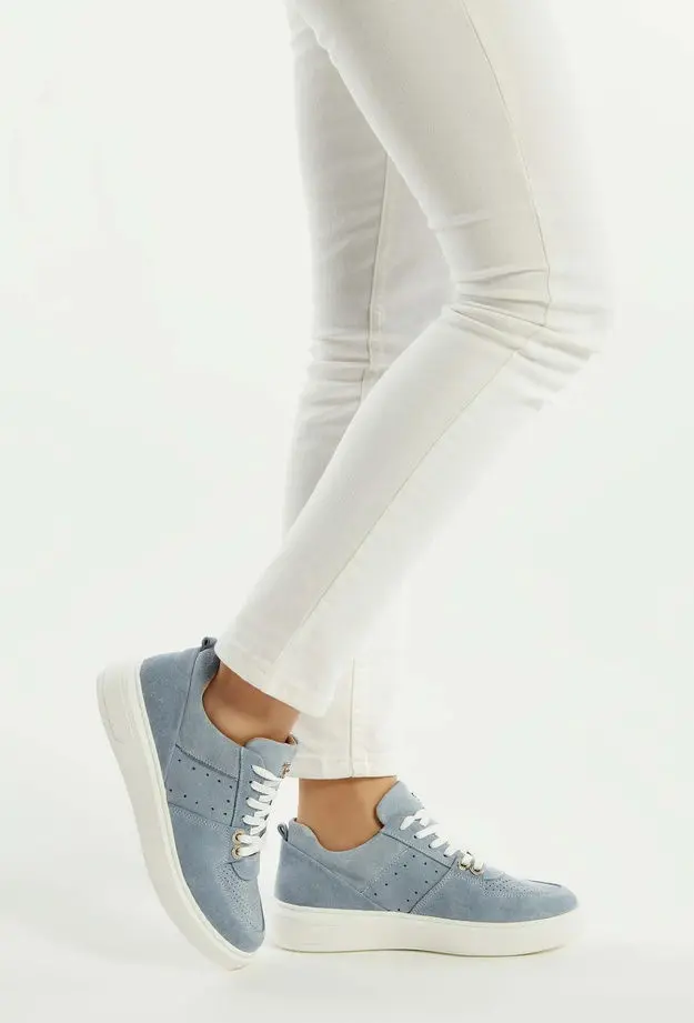 Tamer Tanca Tamer Tanca Kadın Hakiki Deri Mavi Süet Sneakers & Spor Ayakkabı