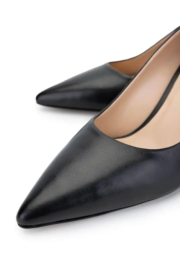 Tamer Tanca Kadın Hakiki Deri Siyah Deri Topuklu Ayakkabı