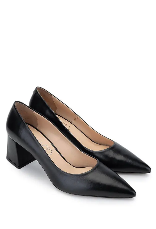 Tamer Tanca Kadın Hakiki Deri Siyah Deri Topuklu Ayakkabı