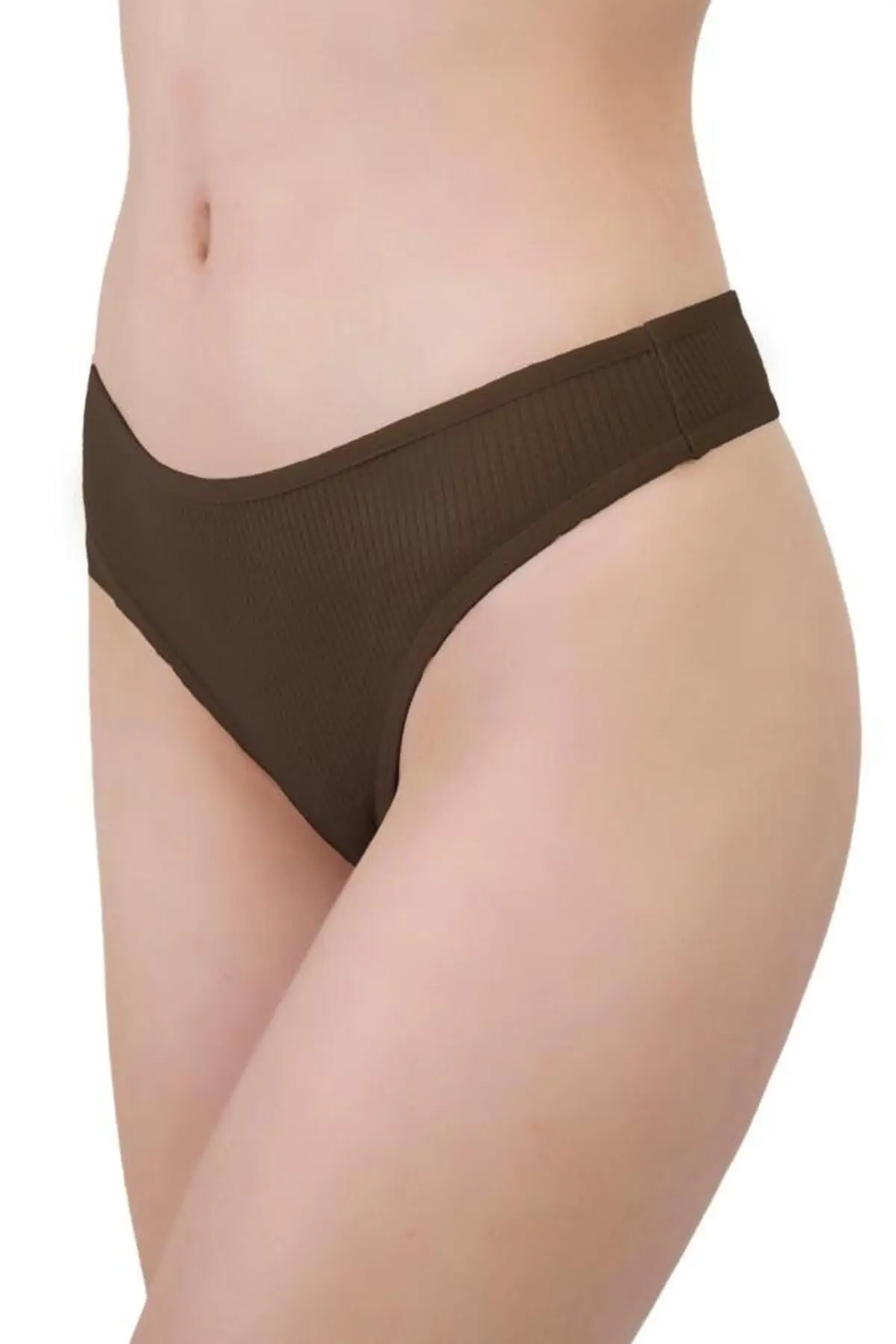 Kadın Pamuklu ve Likrali Fitilli Kaşkorse Tanga Külot 5'li Paket-2