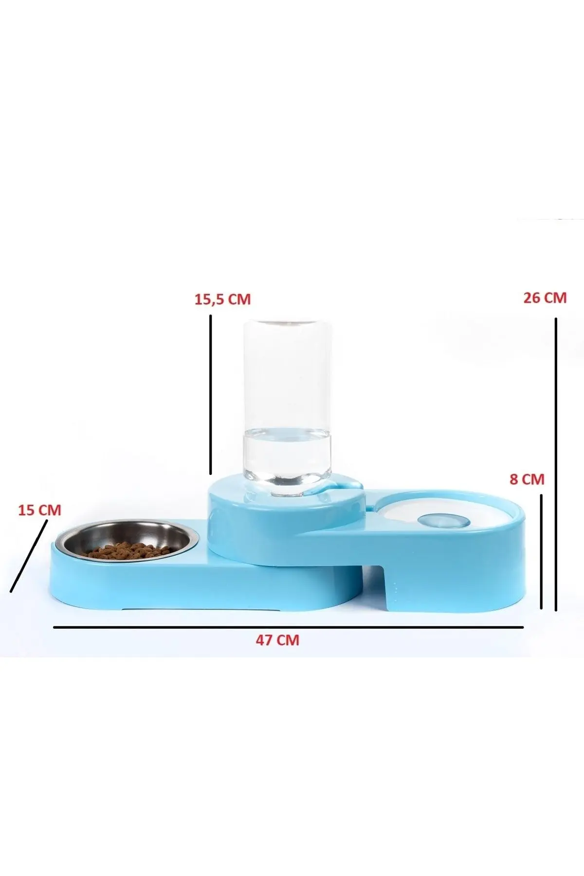 Köşeli Ayarlanabilir Hazneli Çelik Taslı Kedi-köpek Mama Ve Su Kabı Seti 1000ml