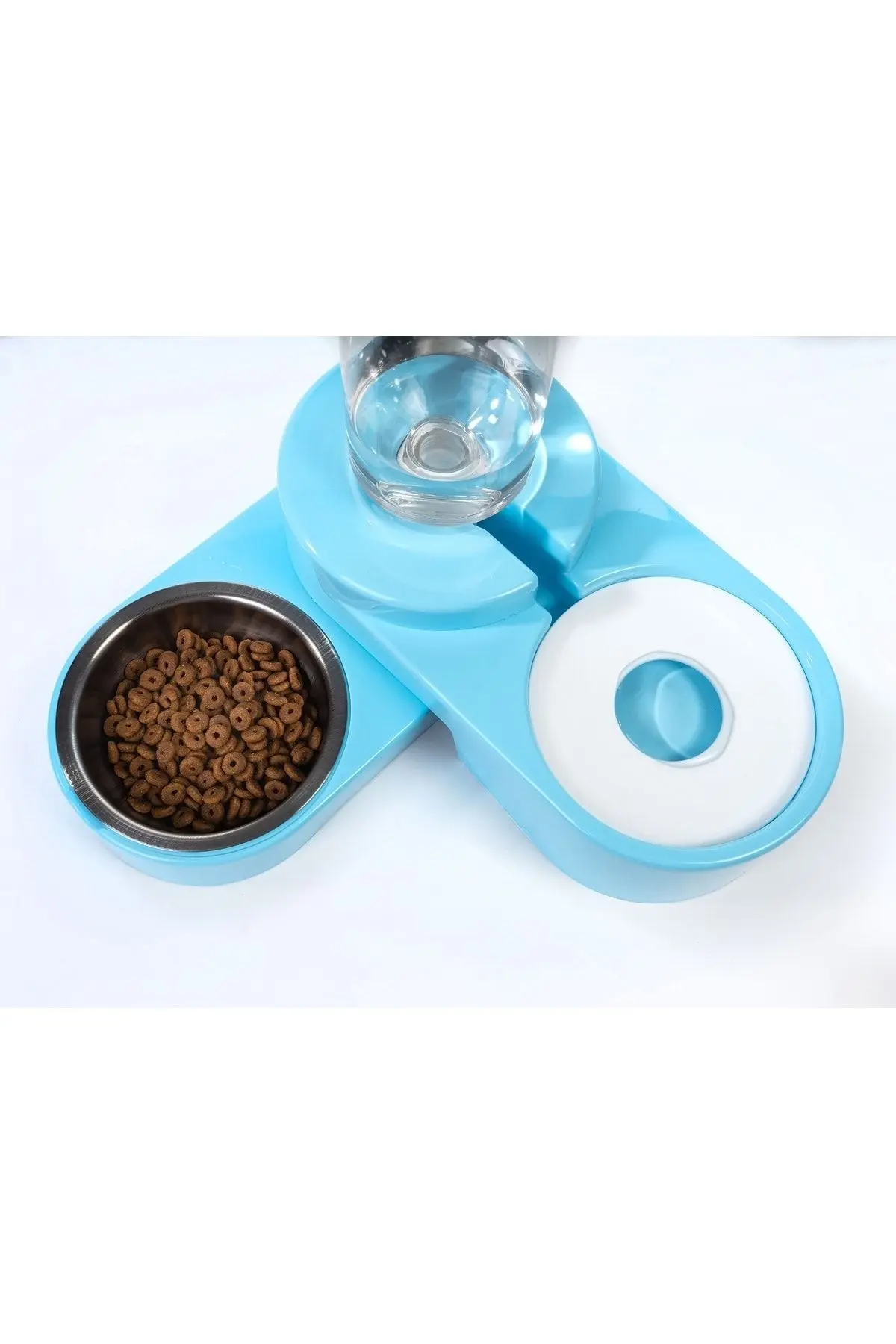 Köşeli Ayarlanabilir Hazneli Çelik Taslı Kedi-köpek Mama Ve Su Kabı Seti 1000ml