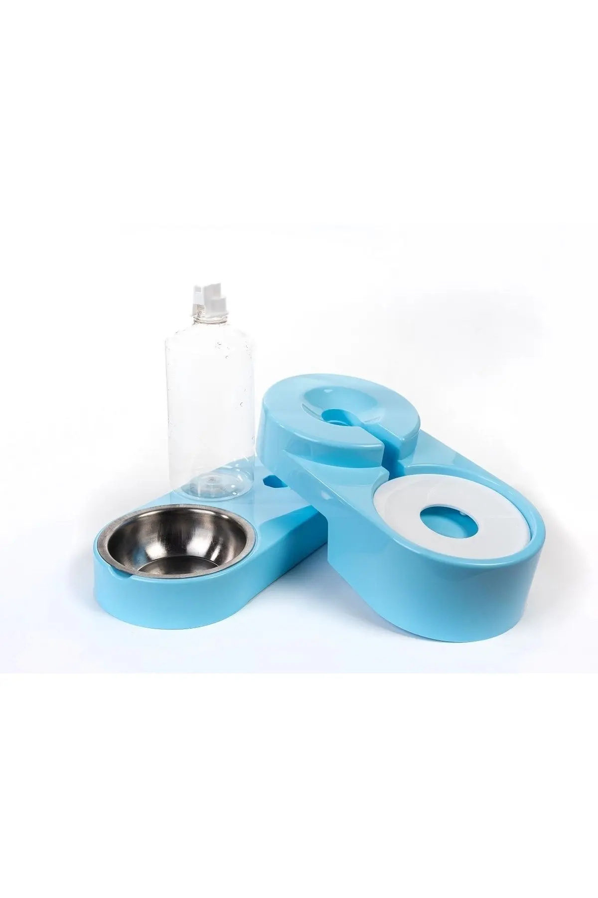 Köşeli Ayarlanabilir Hazneli Çelik Taslı Kedi-köpek Mama Ve Su Kabı Seti 1000ml