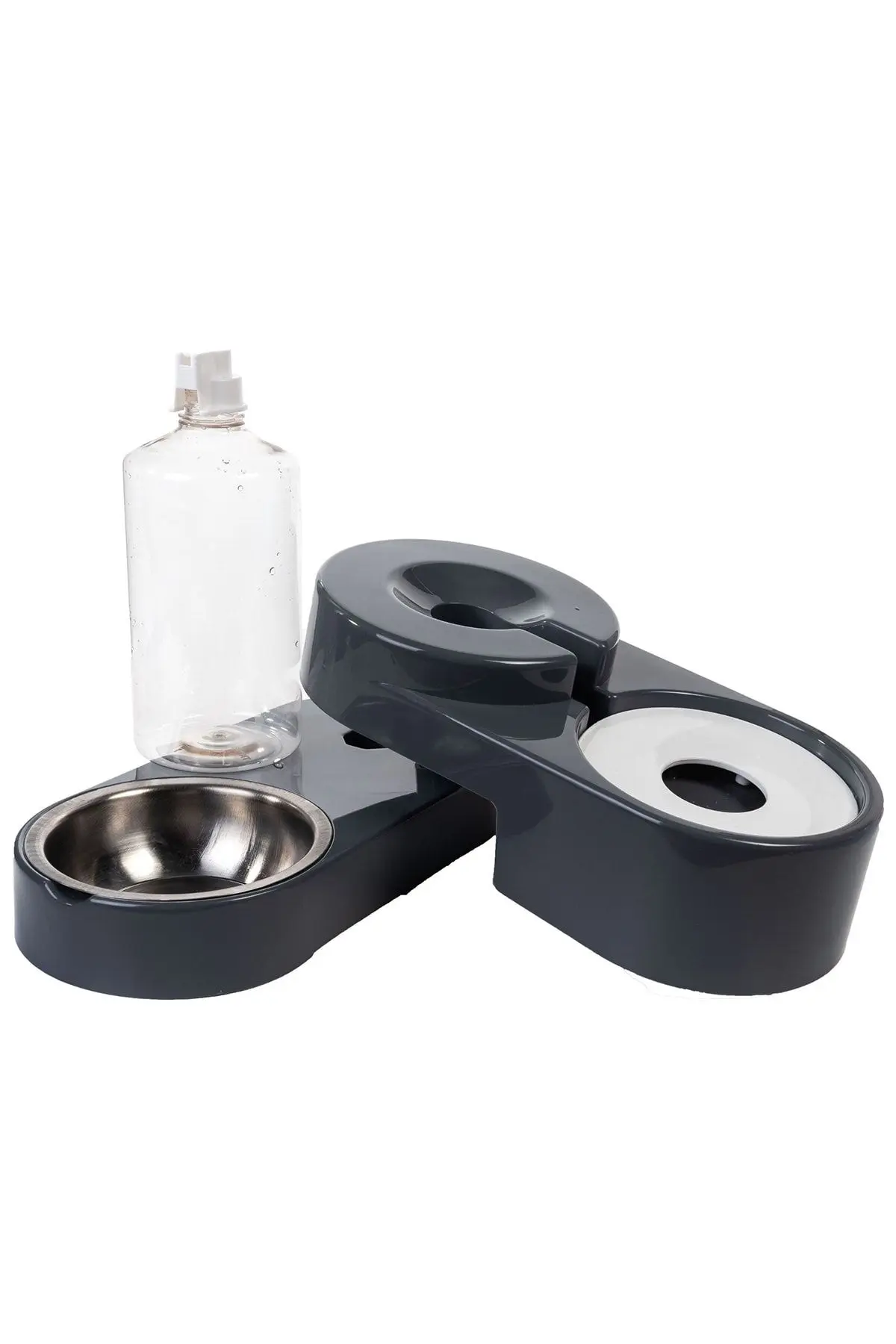 Köşeli Ayarlanabilir Hazneli Çelik Taslı Kedi-köpek Mama Ve Su Kabı Seti 1000ml